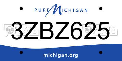 3ZBZ625 Michigan License Plate