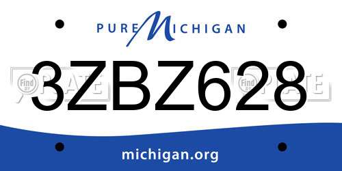 3ZBZ628 Michigan License Plate