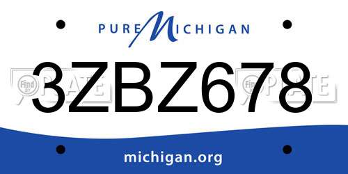 3ZBZ678 Michigan License Plate