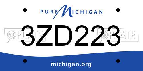 3ZD223 Michigan License Plate