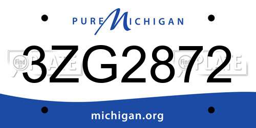 3ZG2872 Michigan License Plate