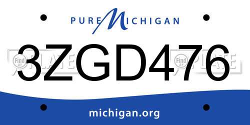 3ZGD476 Michigan License Plate