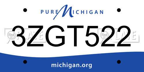 3ZGT522 Michigan License Plate