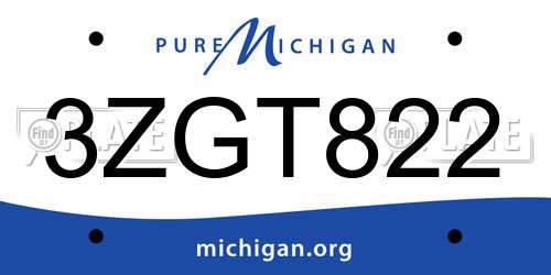 3ZGT822 Michigan License Plate