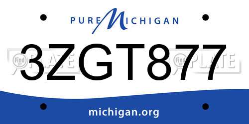 3ZGT877 Michigan License Plate