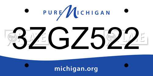 3ZGZ522 Michigan License Plate