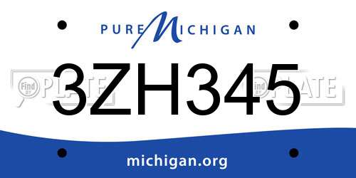 3ZH345 Michigan License Plate