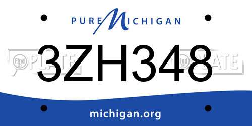 3ZH348 Michigan License Plate
