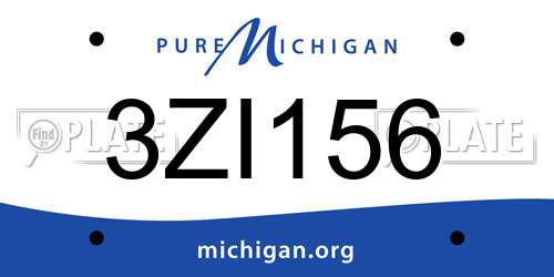 3ZI156 Michigan License Plate