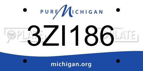 3ZI186 Michigan License Plate