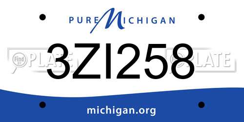 3ZI258 Michigan License Plate