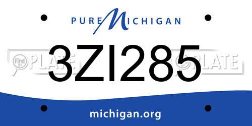 3ZI285 Michigan License Plate