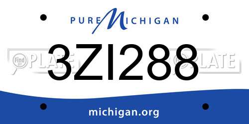 3ZI288 Michigan License Plate