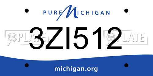 3ZI512 Michigan License Plate