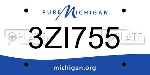 3ZI755 Michigan License Plate