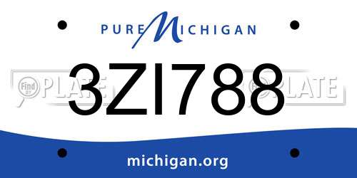 3ZI788 Michigan License Plate