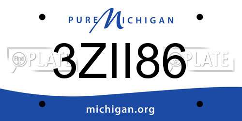 3ZII86 Michigan License Plate