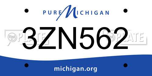 3ZN562 Michigan License Plate