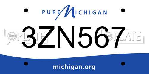 3ZN567 Michigan License Plate