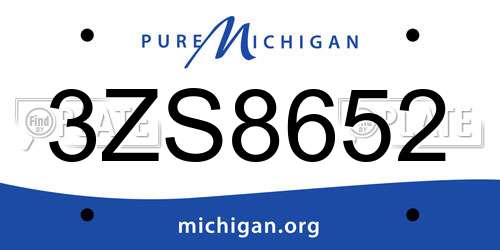 3ZS8652 Michigan License Plate