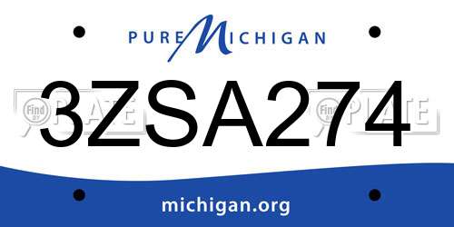 3ZSA274 Michigan License Plate