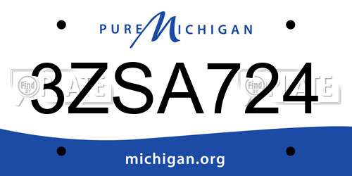 3ZSA724 Michigan License Plate