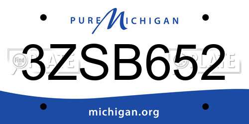 3ZSB652 Michigan License Plate