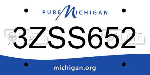 3ZSS652 Michigan License Plate