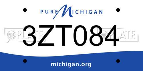 3ZT084 Michigan License Plate