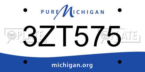 3ZT575 Michigan License Plate