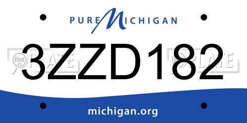 3ZZD182 Michigan License Plate