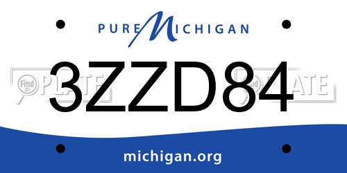 3ZZD84 Michigan License Plate