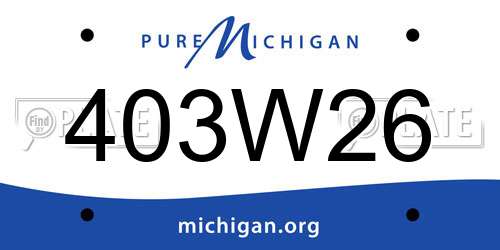 403W26 Michigan License Plate