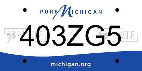 403ZG5 Michigan License Plate