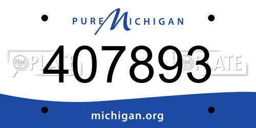 407893 Michigan License Plate