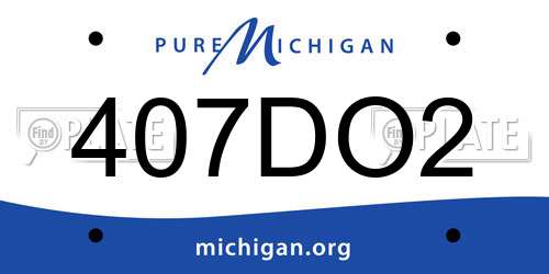 407DO2 Michigan License Plate