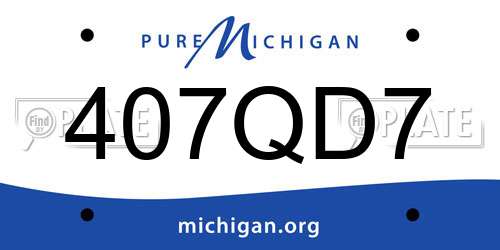 407QD7 Michigan License Plate
