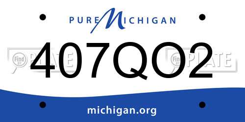 407QO2 Michigan License Plate