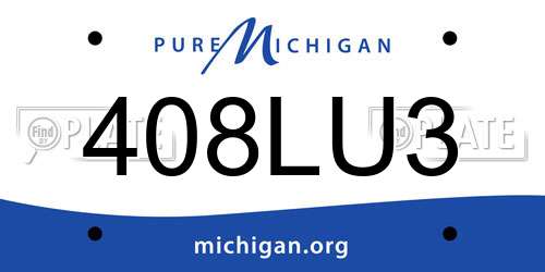 408LU3 Michigan License Plate