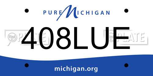 408LUE Michigan License Plate