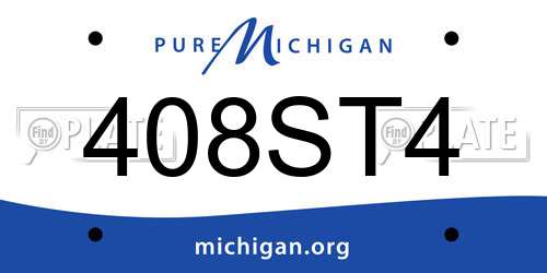 408ST4 Michigan License Plate