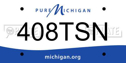 408TSN Michigan License Plate