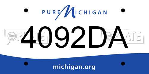 4092DA Michigan License Plate