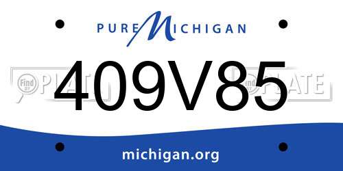 409V85 Michigan License Plate