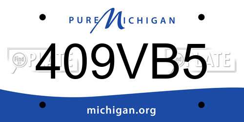 409VB5 Michigan License Plate