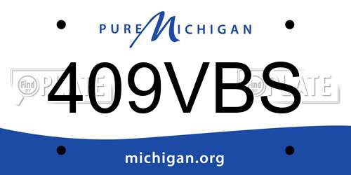 409VBS Michigan License Plate