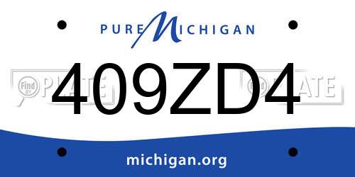 409ZD4 Michigan License Plate