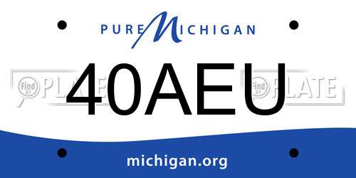 40AEU Michigan License Plate