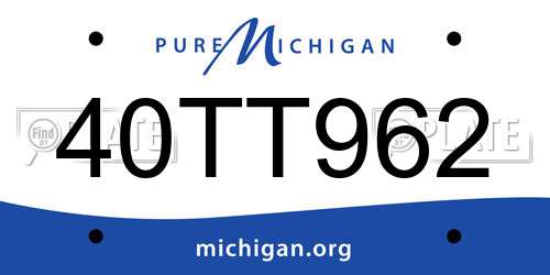 40TT962 Michigan License Plate