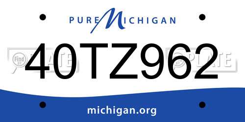 40TZ962 Michigan License Plate
